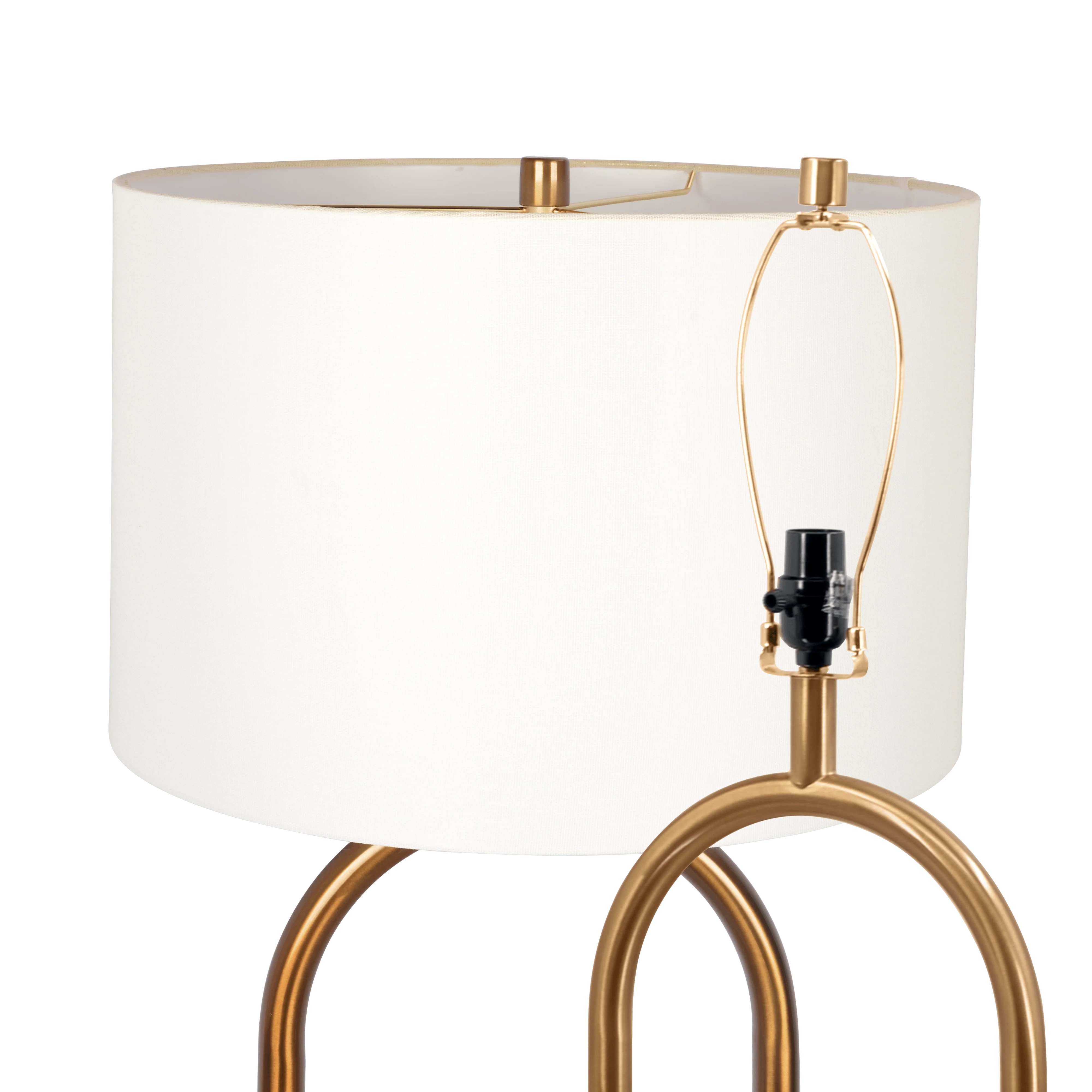 Vivid Brass Ring Base Floor Lamp with Large White Drum Shade - Image 7