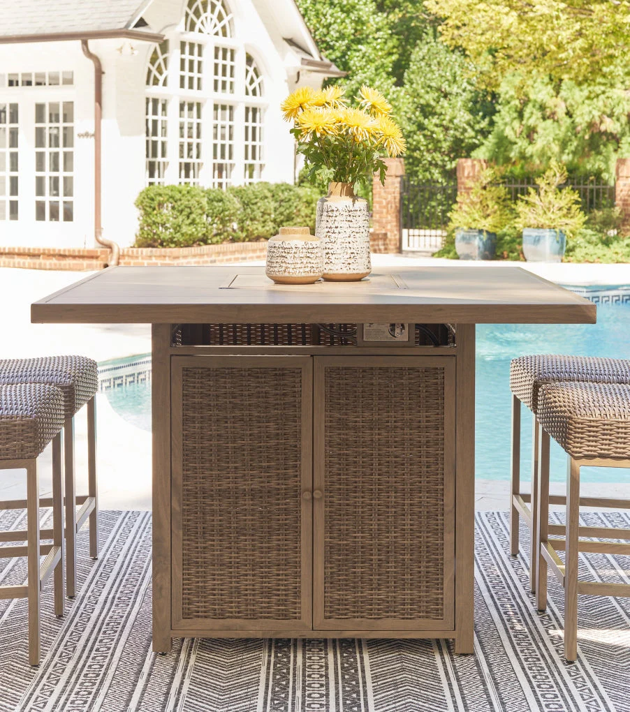 Walton Bridge Square Bar Table w/Fire Pit - Image 2