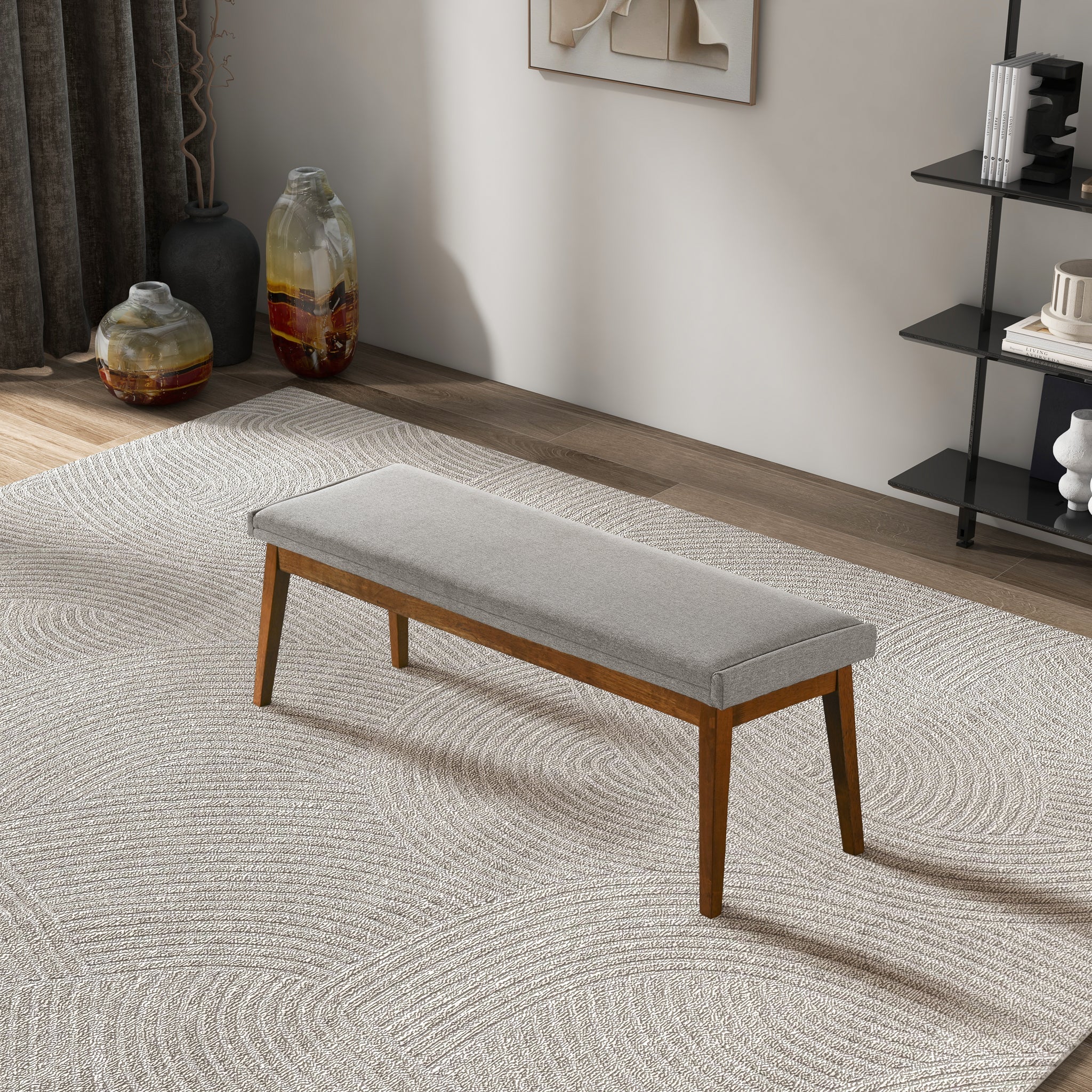 Warren Bench in Ash Grey Fabric - Image 4