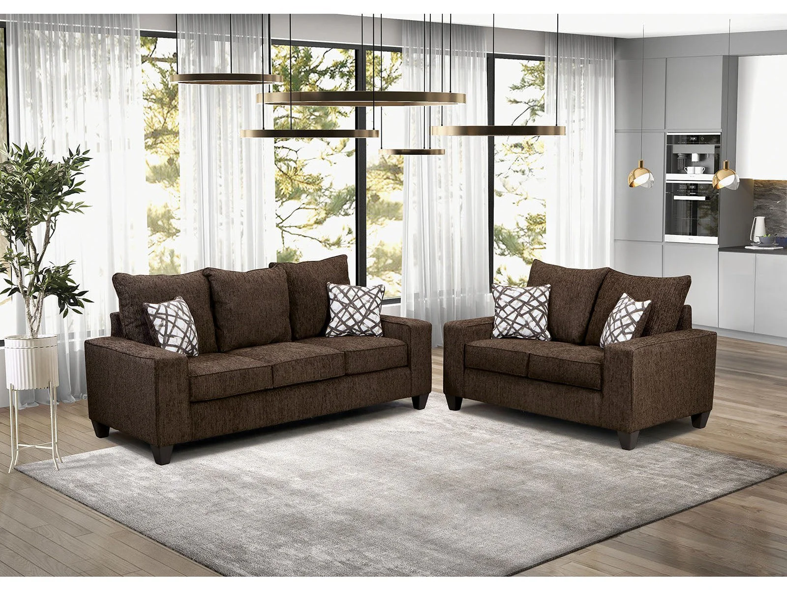 West action Chocolate Sofa & Loveseat