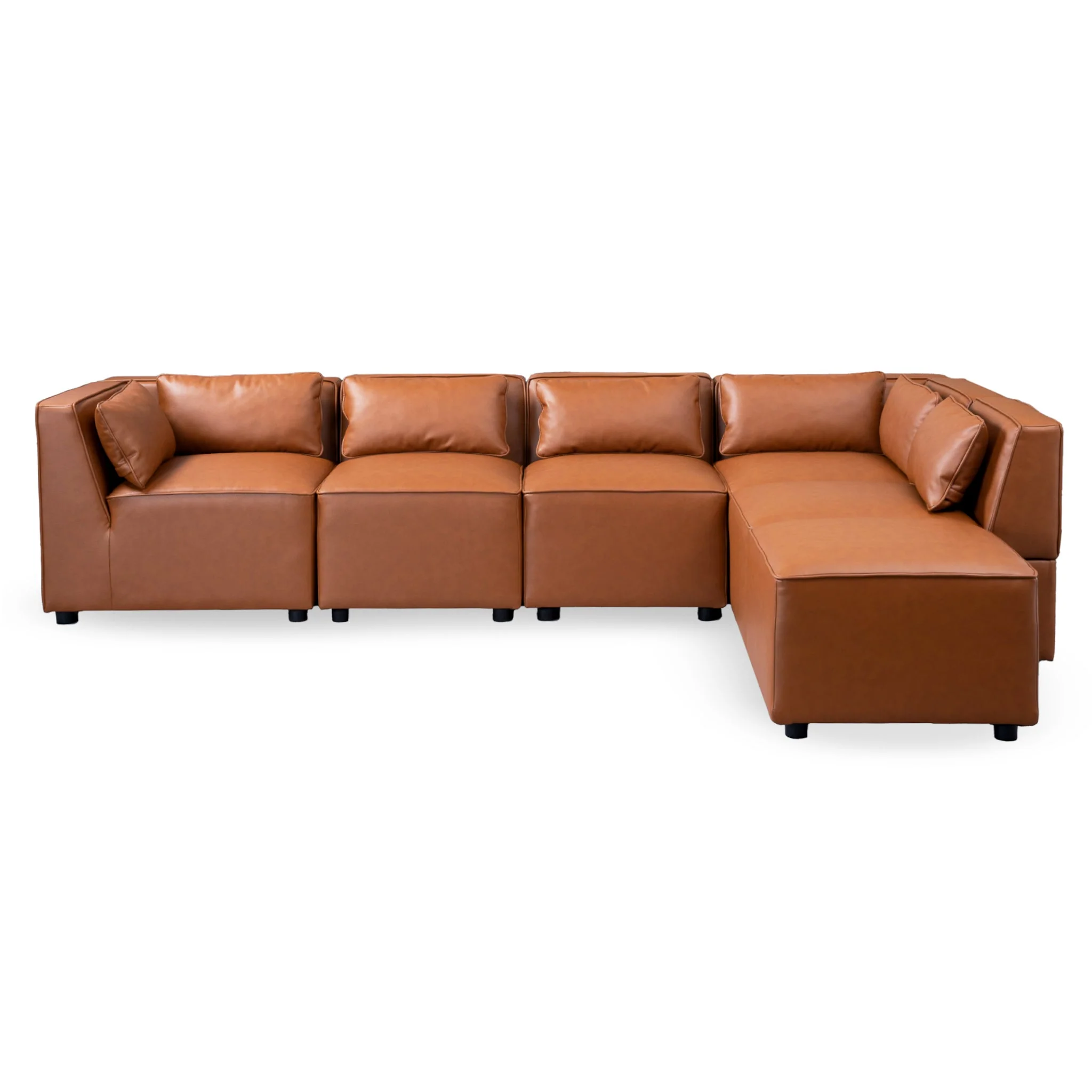 Wexford Cognac Vegan Leather Modular Sofa - Image 3