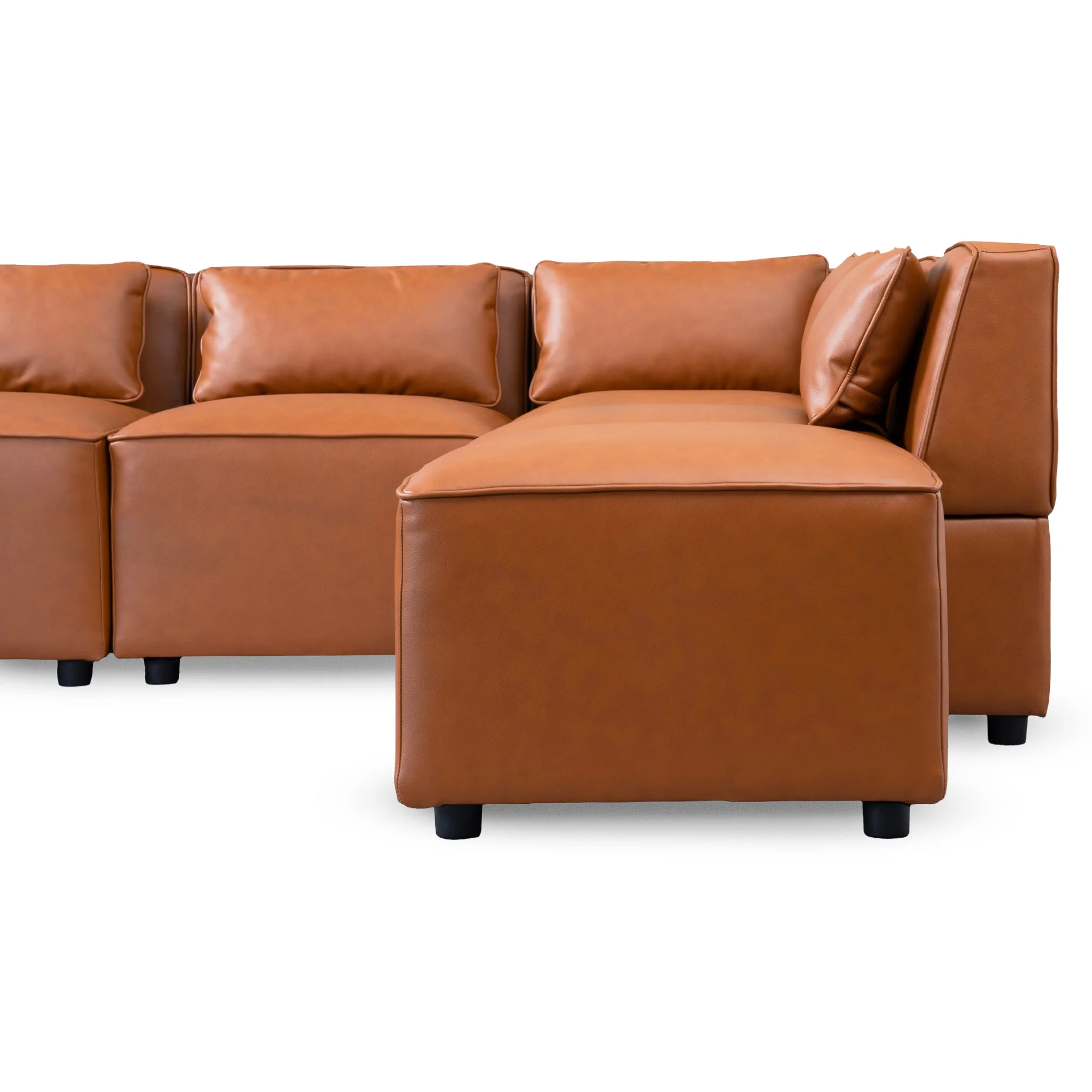 Wexford Cognac Vegan Leather Modular Sofa - Image 5