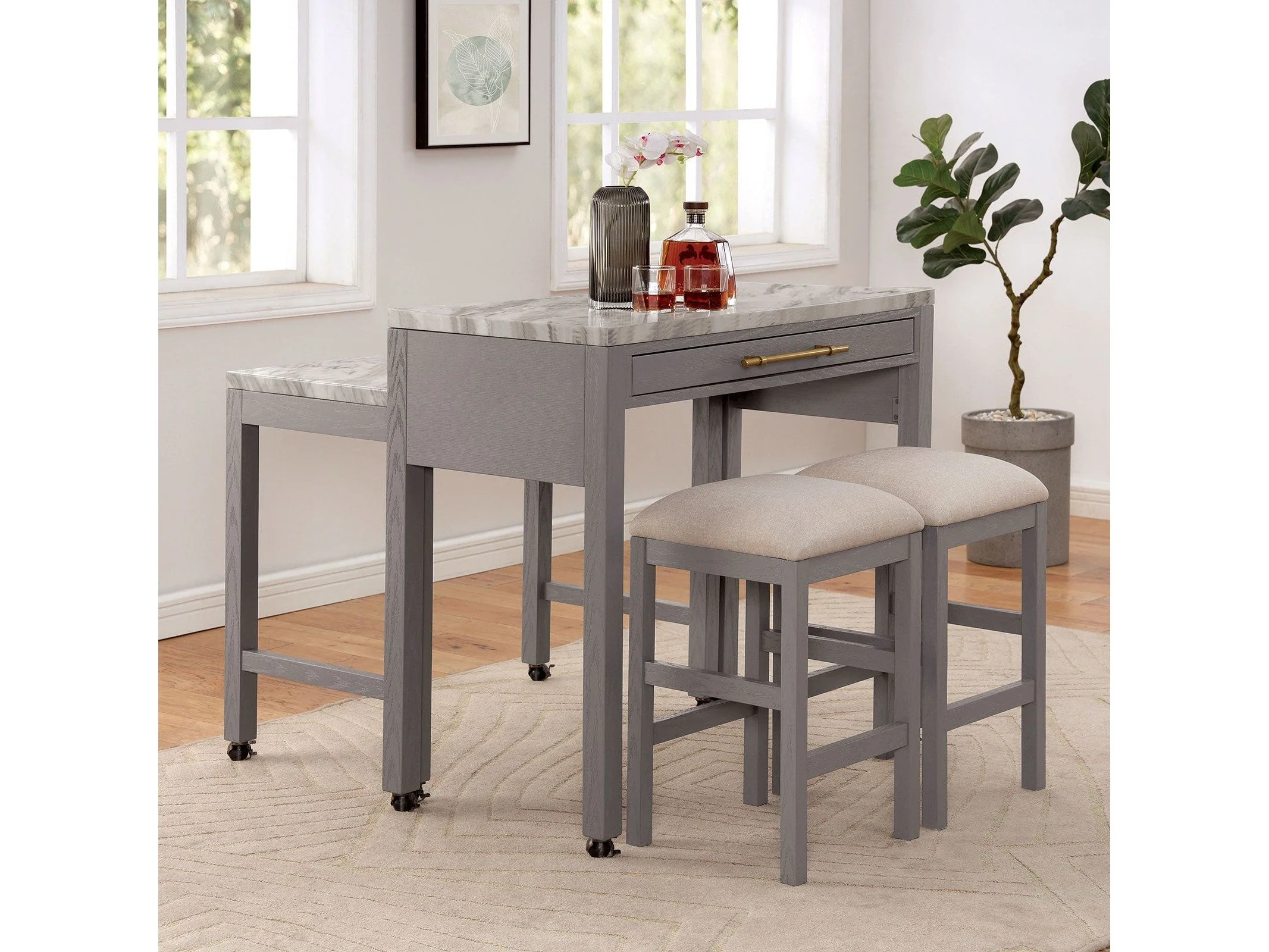 Whitehall White/Light Gray/Beige 5 Pc. Counter Height Table Set