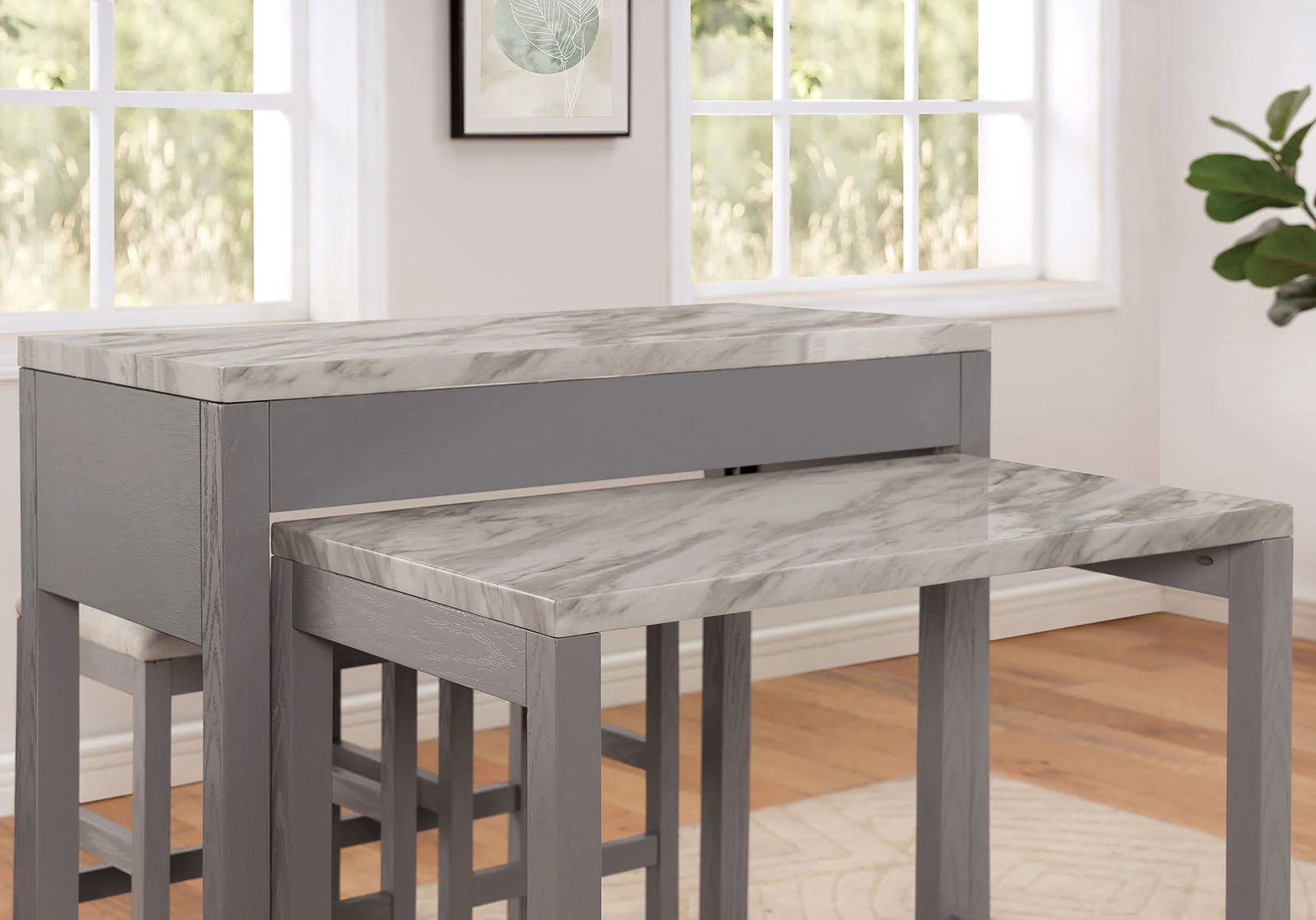 Whitehall White/Light Gray/Beige 5 Pc. Counter Height Table Set - Image 2