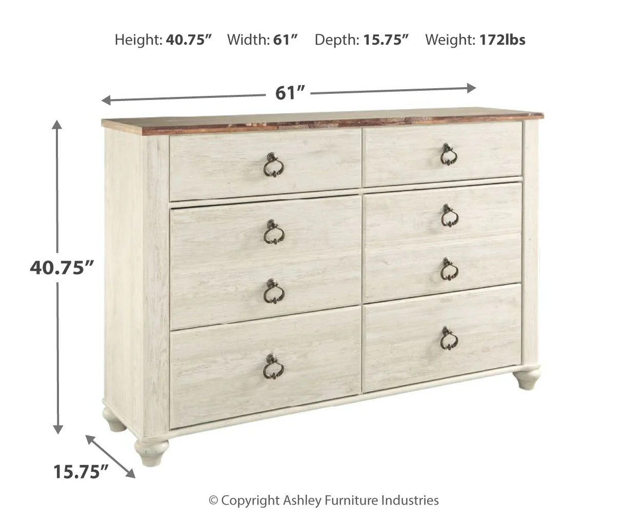 Willowton Six Drawer Dresser - Image 4