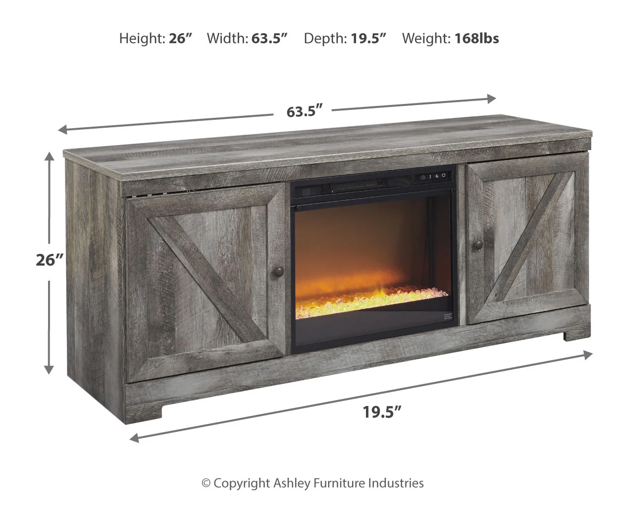 Wynnlow 63" TV Stand with Electric Fireplace - Image 7