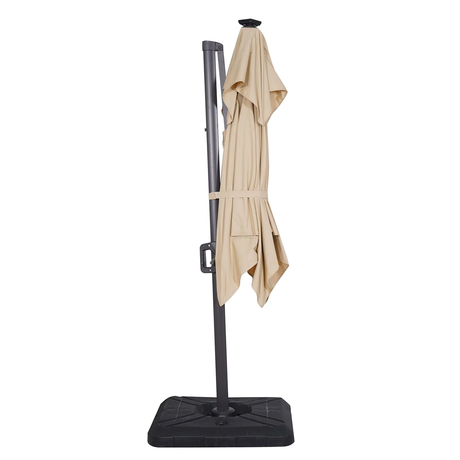 Xico Beige 8 FT Square Umbrella w/ Double Top and LED Light + 37" Large Base - Image 2