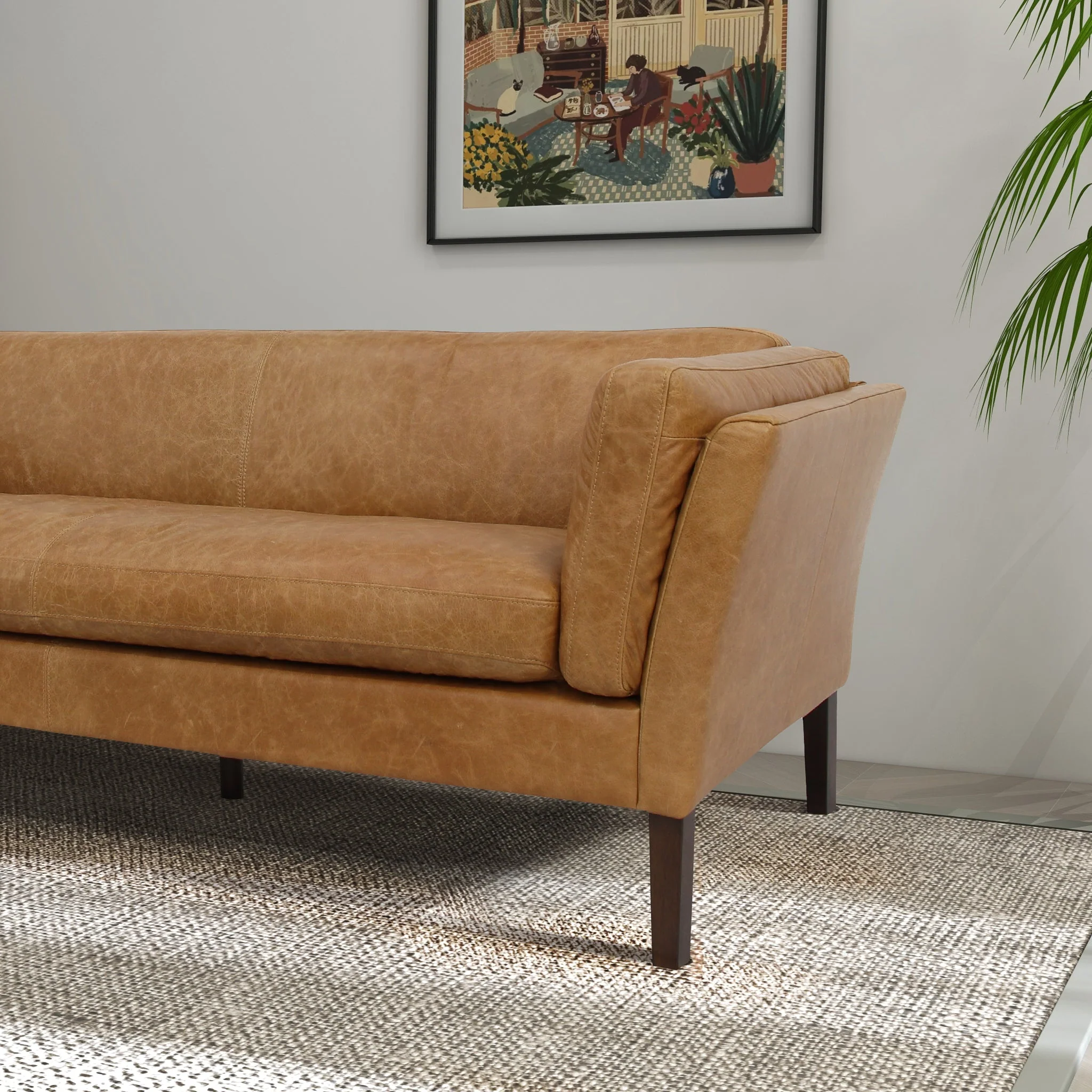York Waxy Tan Leather Sofa - Image 3
