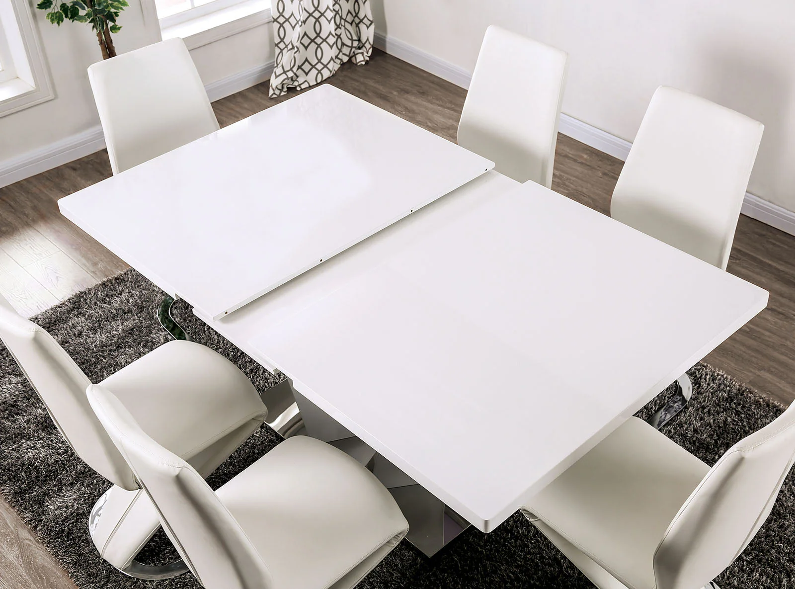 Zain White/Chrome 7 Pc. Dining Set - Image 5