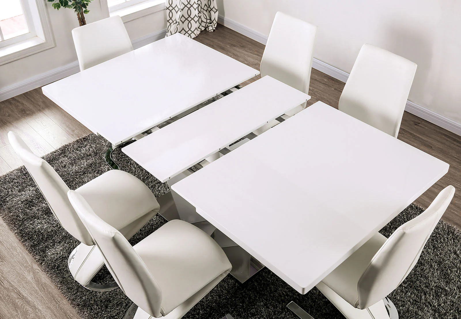 Zain White/Chrome 7 Pc. Dining Set - Image 6