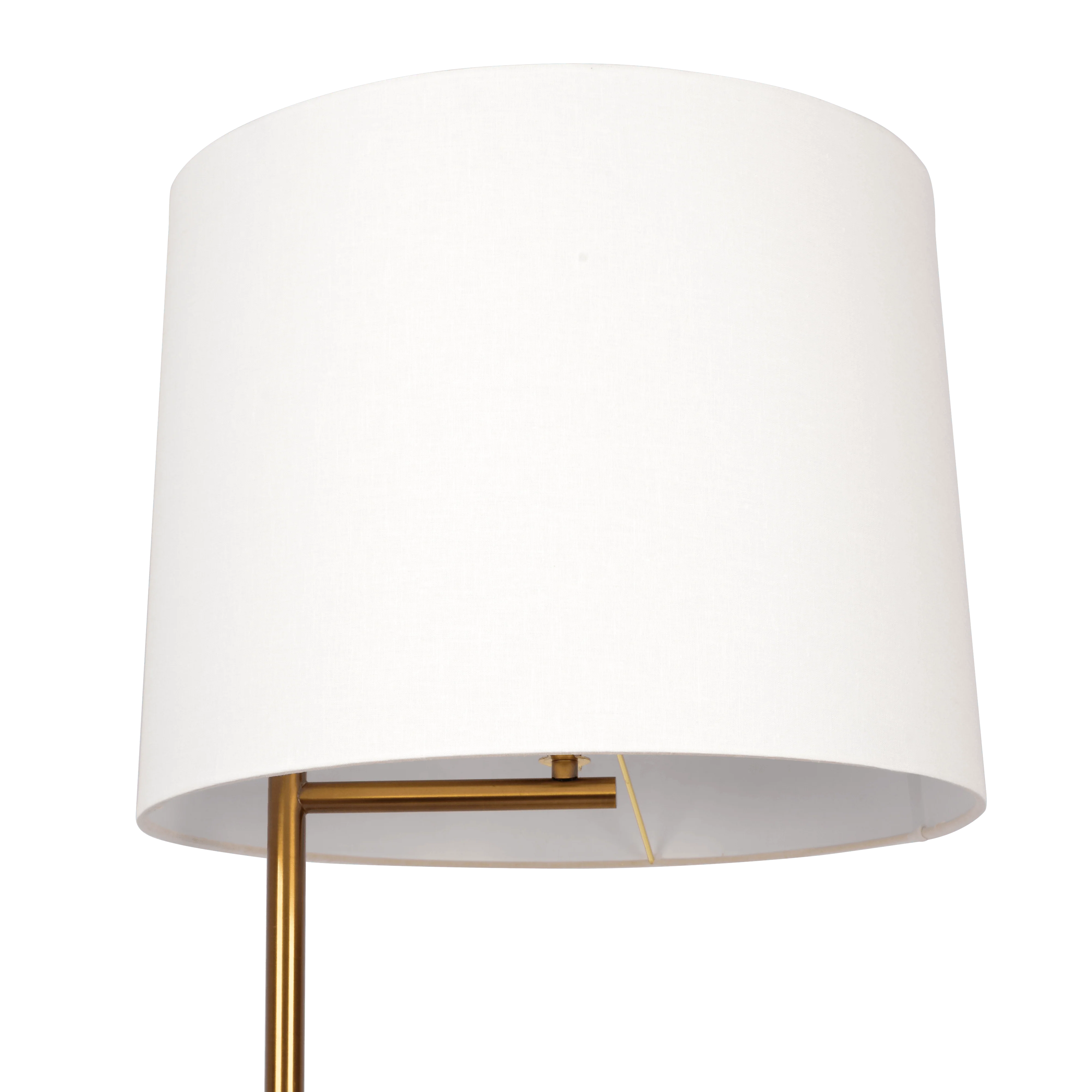 Zenith Offset Brass Base Floor Lamp with Drum-shaped Linen Shade - Image 5