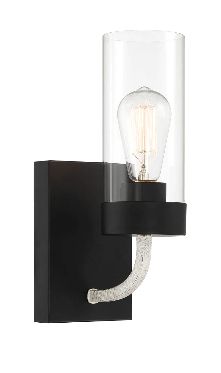 Zephyr Single Light Sconce With Clear Glass Metal Black Finish - Image 2