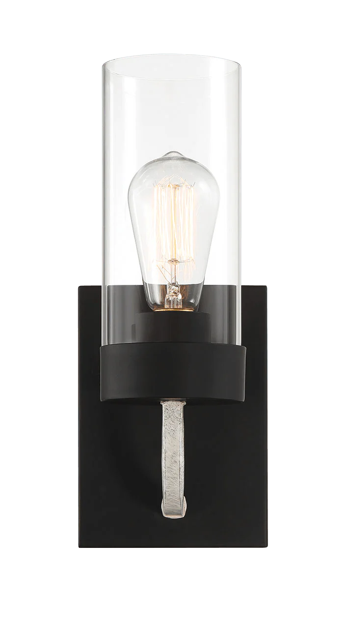 Zephyr Single Light Sconce With Clear Glass Metal Black Finish - Image 3