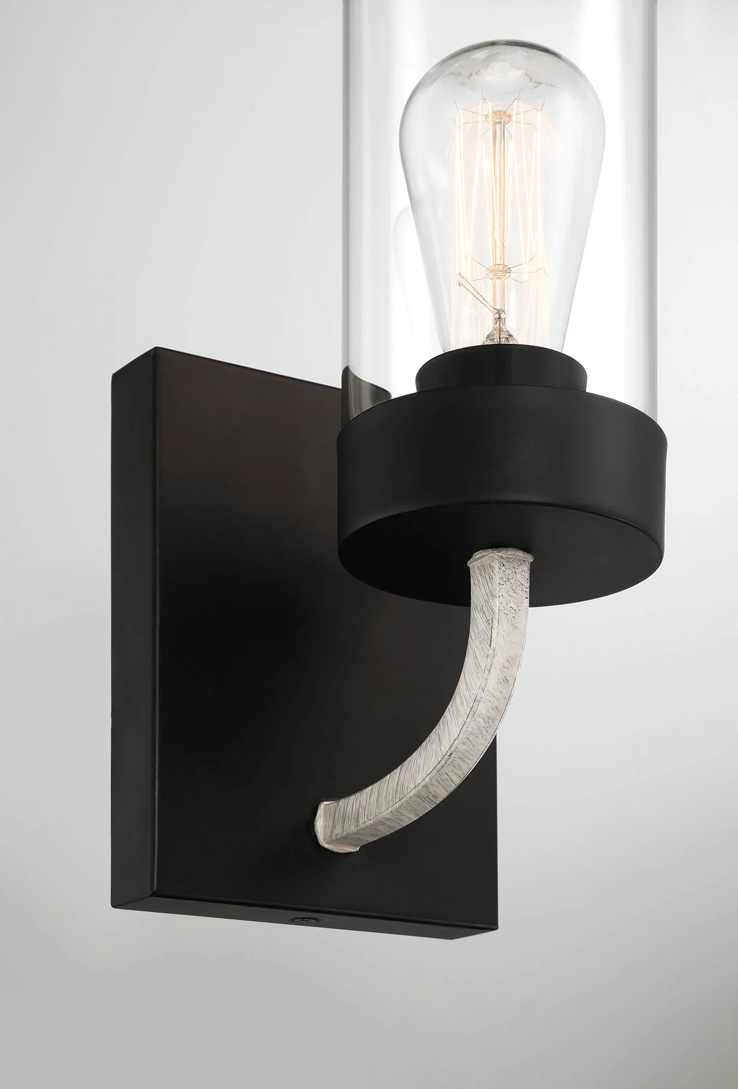 Zephyr Single Light Sconce With Clear Glass Metal Black Finish - Image 4