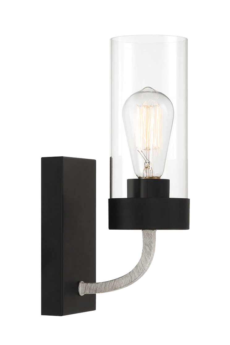 Zephyr Single Light Sconce With Clear Glass Metal Black Finish - Image 5