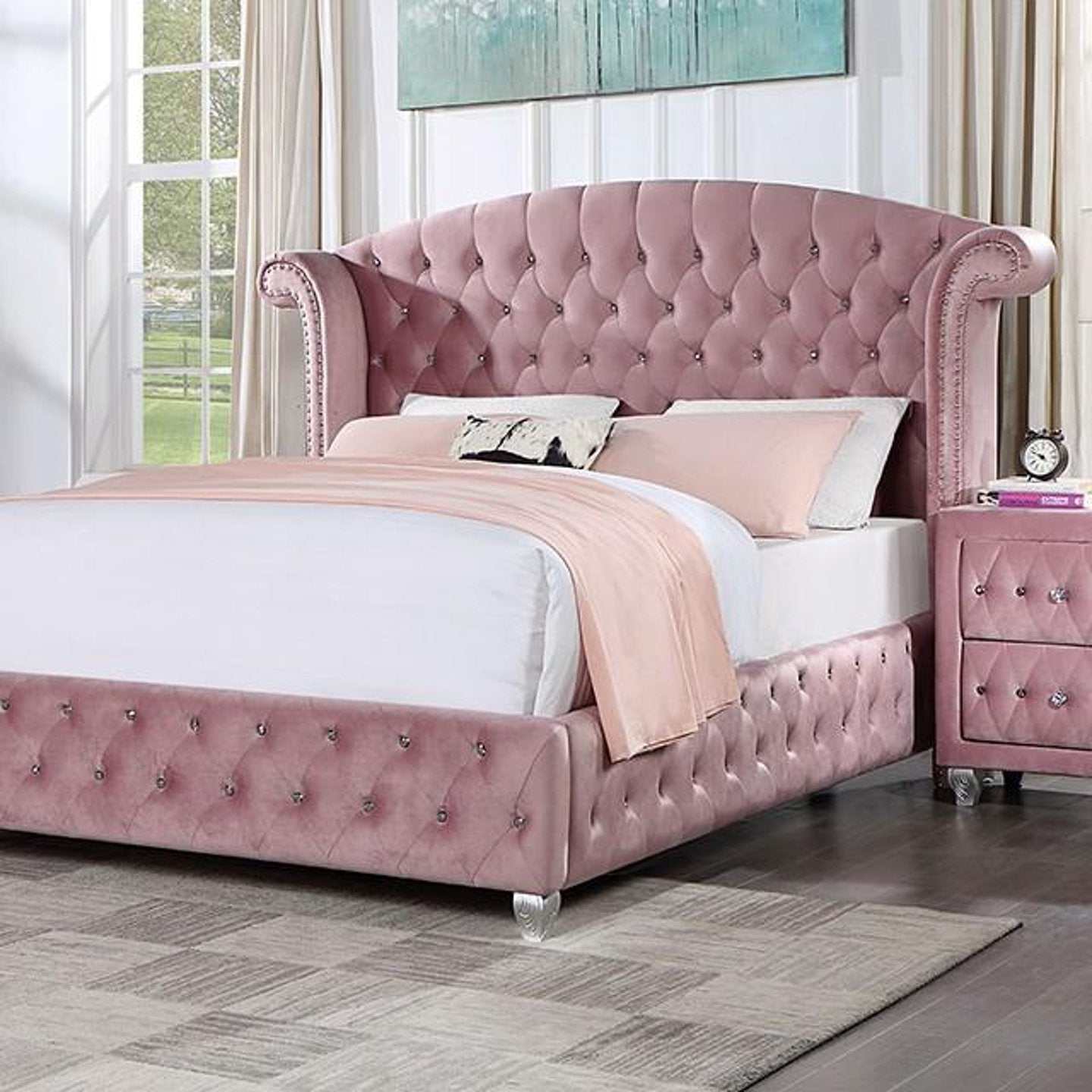 Zohar Pink 4pc Full Bedroom Set - Image 2