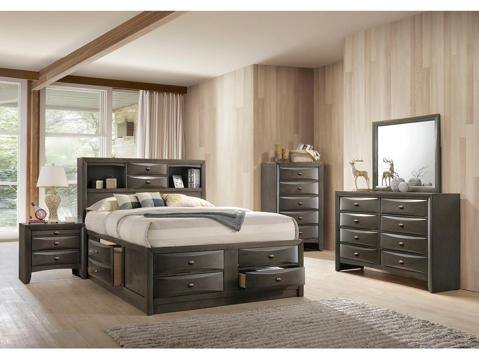 Zosimo Gray 5 Pc. Queen Bedroom Set w/ 2NS
