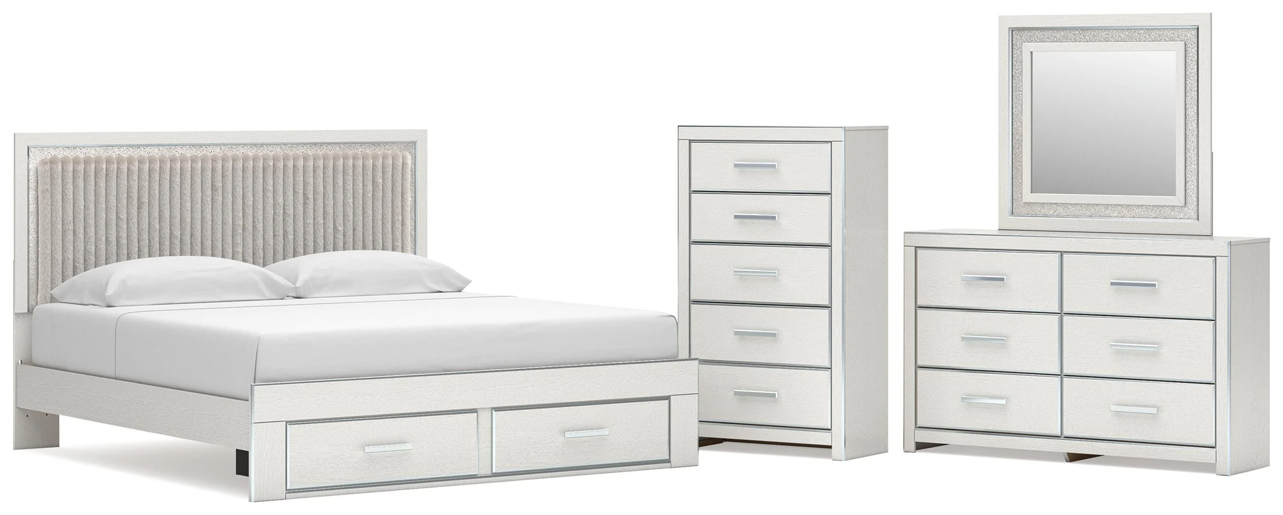 Zuraleus Upholstered Panel Platform Storage Bed Bedroom Set - Image 3